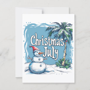 Kerstmis in juli Sneeuwman & Palmboom Ontwerp Briefkaart