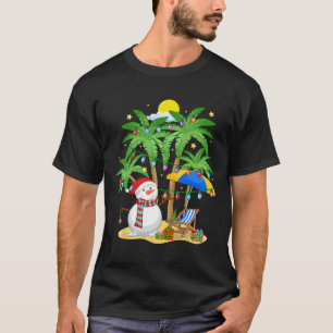 Kerstmis In Juli Sneeuwman Strand Zomer Surfen Vac T-shirt
