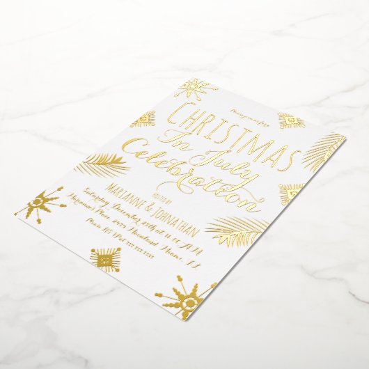 Kerstmis in juli Snowflake Red Ppress Folie Uitnodiging (Gedraaid)