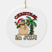 Kerstmis in juli Snowman Sand Beach Keramisch Ornament (Achterkant)