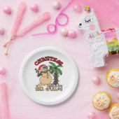 Kerstmis in juli Snowman Sand Beach Papieren Bordje (Feest)