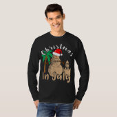 Kerstmis in juli Snowman Sand Castle Palm Tree SA T-shirt (Voorkant volledig)
