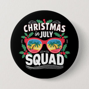 Kerstmis in juli squad zonnebril zomer strand ronde button 7,6 cm