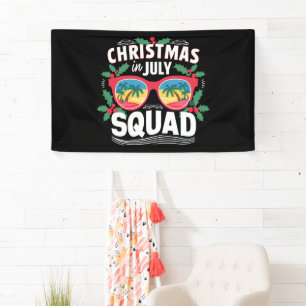 Kerstmis in juli squad zonnebril zomer strand spandoek