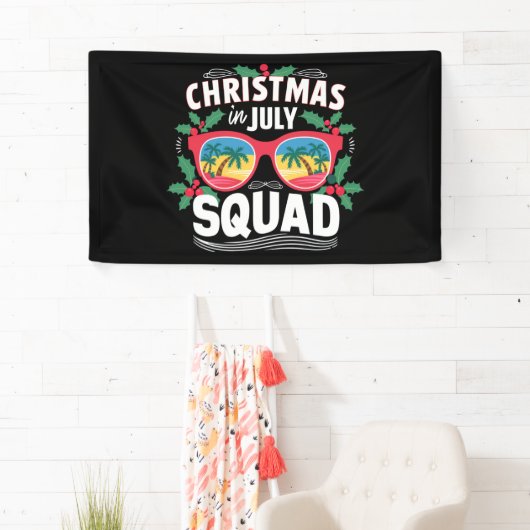 Kerstmis in juli squad zonnebril zomer strand spandoek (Insitu)