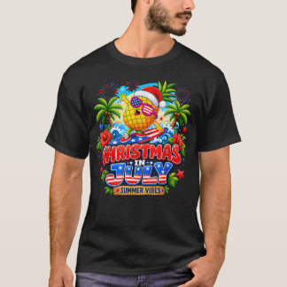 Kerstmis In Juli Strand Hawaï Ananas Kerstman T-shirt