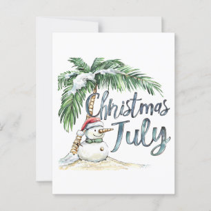 Kerstmis in juli strand sneeuwman & palmboom briefkaart