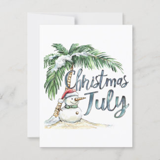 Kerstmis in juli strand sneeuwman & palmboom briefkaart