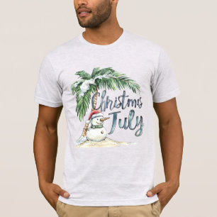 Kerstmis in juli strand sneeuwman & palmboom t-shirt