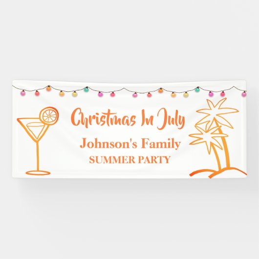Kerstmis in juli Summer Party Spandoek (Horizontaal)