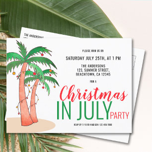 Kerstmis in juli Summer Party Uitnodiging Briefkaart