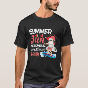 Kerstmis in juli Sun Santa Surfing Waterme T-shirt