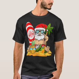 Kerstmis in juli Surfende Funny Santa Summer Beach T-shirt