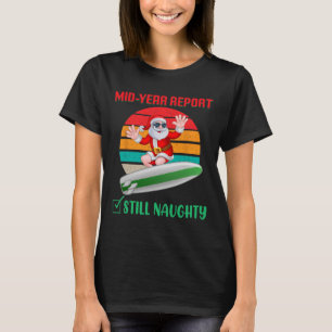 Kerstmis in juli Surfende Kerstman Halfjaarverslag T-shirt