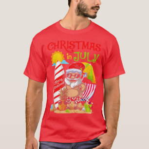 Kerstmis in juli Surfende Santa Summer Beach Vacat T-shirt