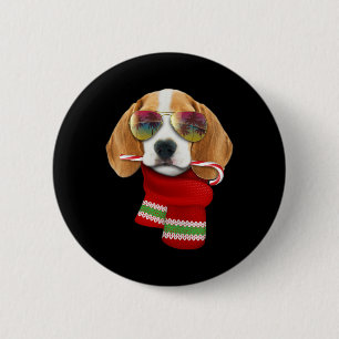 Kerstmis In Juli T-shirt Beagle Sungles Hondenlief Ronde Button 5,7 Cm