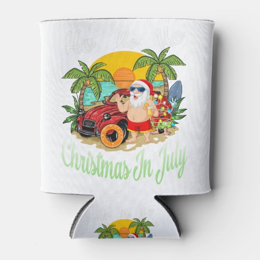 Kerstmis in juli T-shirt Funny Santa Summer Beach Blikjeskoeler (Voorkant)