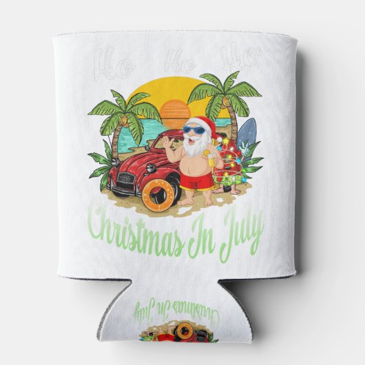 Kerstmis in juli T-shirt Funny Santa Summer Beach Blikjeskoeler (Achterkant)