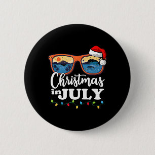 Kerstmis In Juli T-shirt Grappige Kerstman Zomer S Ronde Button 5,7 Cm