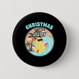 Kerstmis in juli T-shirt Strand Zomer Vakantie T-s Ronde Button 5,7 Cm