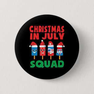 Kerstmis In Juli Team Ijslolly Crew Kerstman Hoed Ronde Button 5,7 Cm