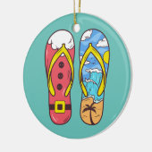 Kerstmis in juli Teenslippers elke zomer Keramisch Ornament (Links)