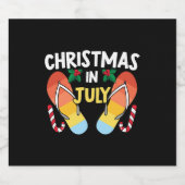 Kerstmis in juli Teenslippers Grapzige zomer tropi Sparkling Wijnetiket (Enkel label)