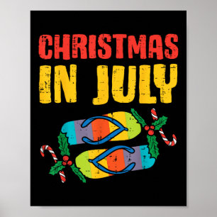 Kerstmis in juli Teenslippers Mannen zomervakantie Poster