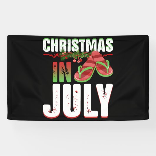 Kerstmis in juli Teenslippers zomervakantiebroodje Spandoek (Horizontaal)