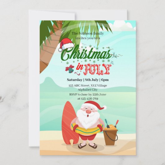Kerstmis in juli Uitnodiging (Voorkant)