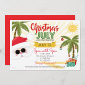 Kerstmis in juli uitnodiging, leuk zomerfeest kaart (Voorkant / Achterkant)