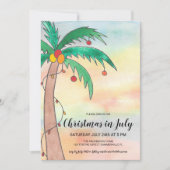 Kerstmis in juli - uitnodiging voor een palmboomfe (Voorkant)