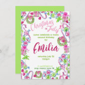 Kerstmis in juli Verjaardag Uitnodiging (Voorkant / Achterkant)