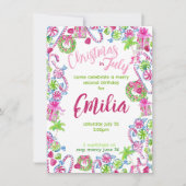 Kerstmis in juli Verjaardag Uitnodiging (Voorkant)