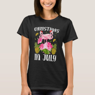 Kerstmis in juli voor vrouwen met roze flamingo 2 t-shirt