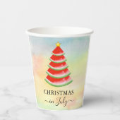 Kerstmis in juli Watermeloen Kerstboom Papieren Bekers (Voorkant)