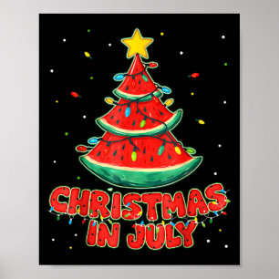 Kerstmis in juli Watermeloen Kerstboom Strand Zome Poster
