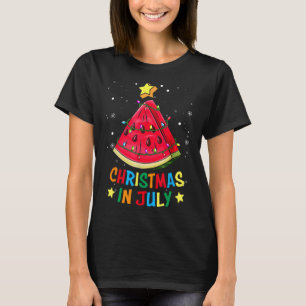 Kerstmis in juli watermeloen Kerstboom Zomer Heren T-shirt
