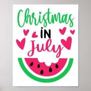 Kerstmis In Juli Watermeloen Kerstboom Zomer Manne Poster