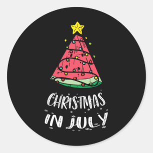 Kerstmis In Juli Watermeloen Kerstboom Zomer Manne Ronde Sticker
