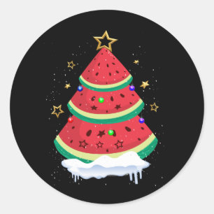 Kerstmis in juli Watermeloen Kerstboom Zomer Ronde Sticker