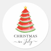 Kerstmis in juli watermeloen ronde sticker (Voorkant)