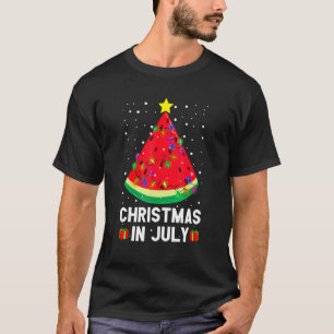 Kerstmis in juli Watermeloen Xmas Tree Summer Vaca T-shirt
