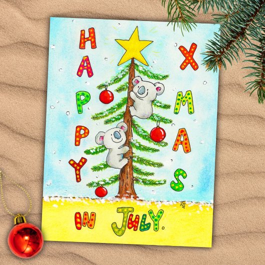 Kerstmis in juli wenskaart briefkaart
