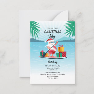 Kerstmis in juli zomer BBQ strandfeest Notitiekaartje