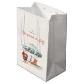 Kerstmis in juli Zomer Kerstman aan het strand Medium Cadeauzakje (Achterkant Gekanteld)