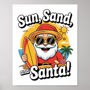 Kerstmis in juli zomer kerstman vakantie tropisch poster