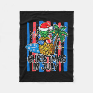 Kerstmis in juli zomer kerstmuts vlag Amerika Fleece Deken