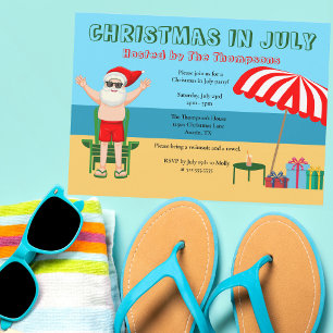 Kerstmis in juli Zomer Sinterklaas Strandfeest Kaart