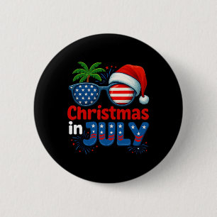 Kerstmis in juli zomer strand hawaii kerstman usa  ronde button 5,7 cm